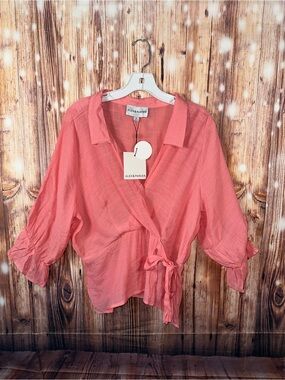 NWT ALEX & PARKER  Coral Wrap Blouse Women’s 
Size XL Rayon/Polyester